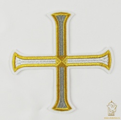 Крест 1 ЕФРОСИНИЯ белый с золотом и серебром, 14,5 -16 см