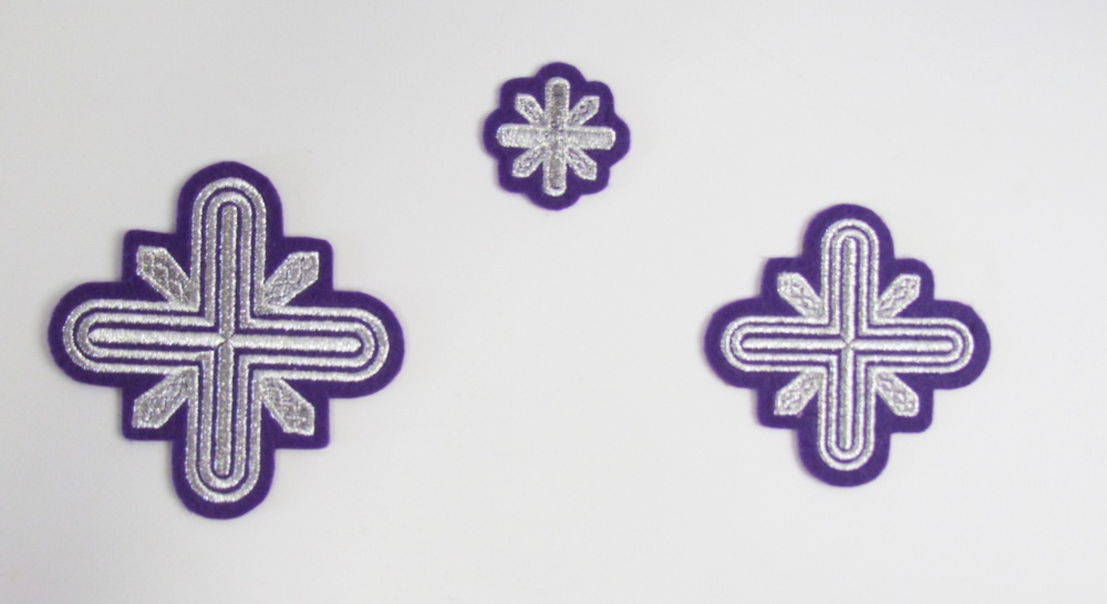 Набор крестов, иерейский, СОЛНЦЕ, фиолетовый с серебром, 14 шт