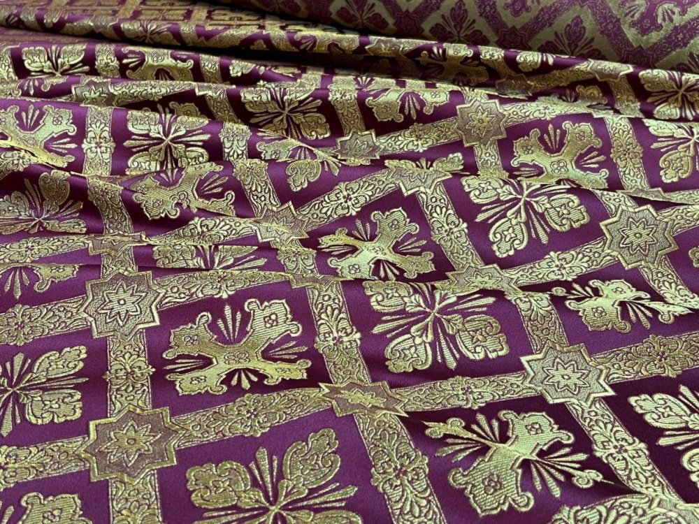 Парча КАНОН бордо с золотом, шир. 150 см, Рахманово