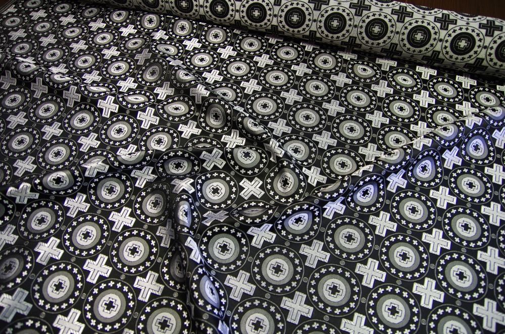 Шелк МИРЛИКИЙСКИЙ (МАЛЫЙ), черный с серебром, шир. 150 см, Рахманово