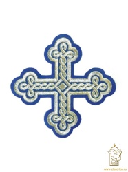 Крест 1 ОКРУГЛАЯ ПЛЕТЕНКА, синий с серебром,14,5 -16 см