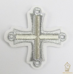 Крест 4 ПЕТЕЛЬНЫЙ, белый с серебром,6-7 см