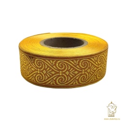 Галун АФИНЫ, желтый с горчицей, с золотом, шир. 5 см, РА