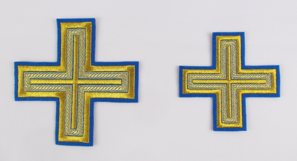Набор крестов, иерейский, АНДРЕЕВСКИЙ, голубой с золотом, 14 шт