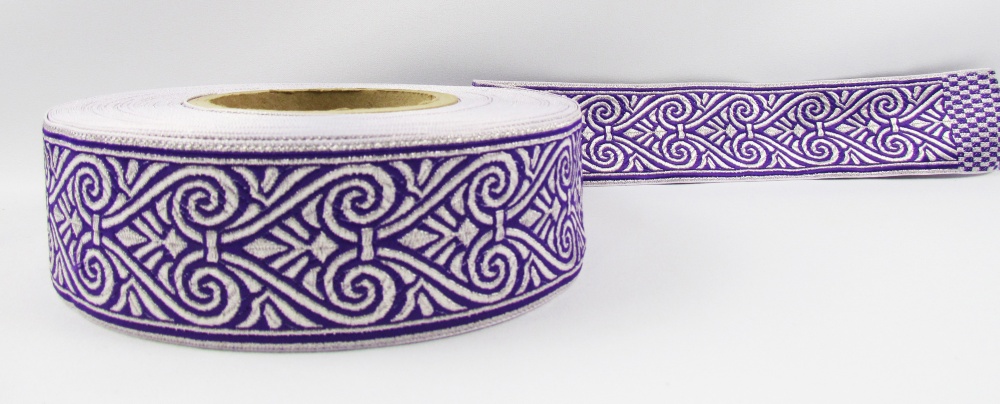 Галун АФИНЫ, фиолетовый с серебром, шир. 5 см, РА