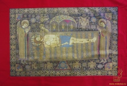 Плащаница Спаситель, напрестольная, шелкография, средник 88х55 см, общий 105х73 Плащаница Спаситель, напрестольная, шелкография, средник 88х55 см, общий 105х73