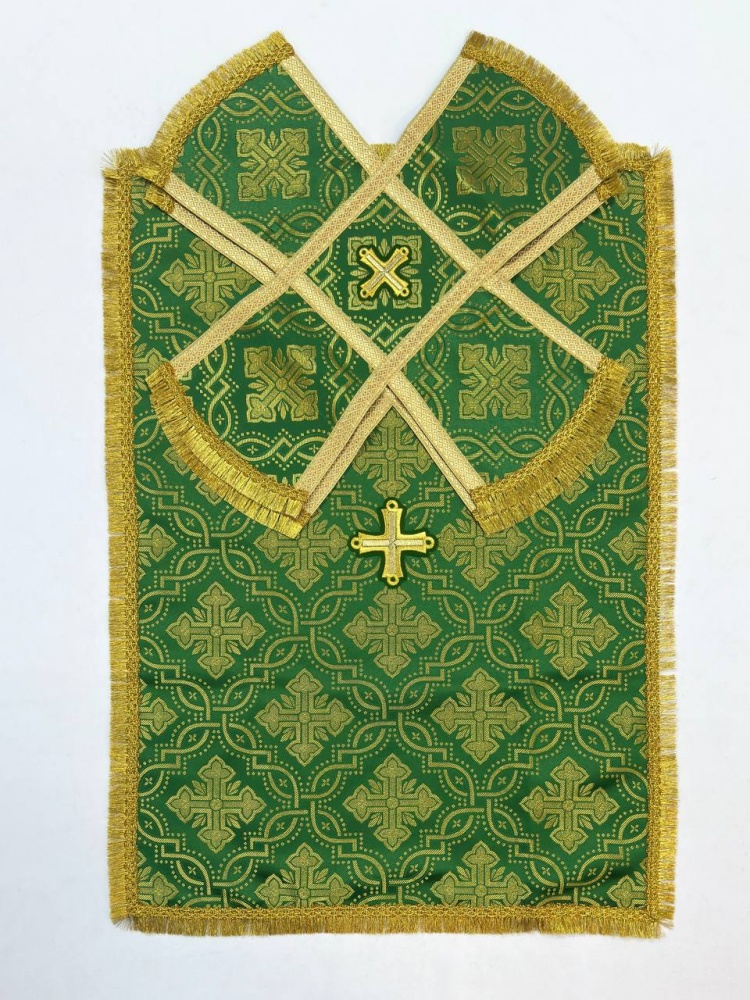 Покровцы парча, зеленые с золотом