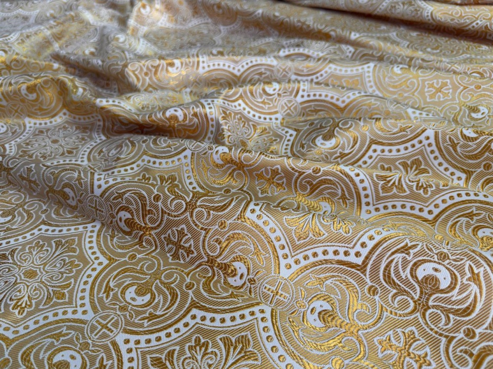 Шелк АНТИОХИЯ, белый с золотом, шир. 160 см
