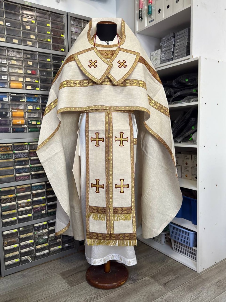 Облачение иерейское РУССКОЕ, лен, бордо с золотом.