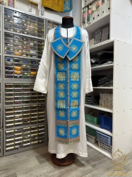 Епитрахиль + поручи, голубая с золотом, вышитая, с сумочкой