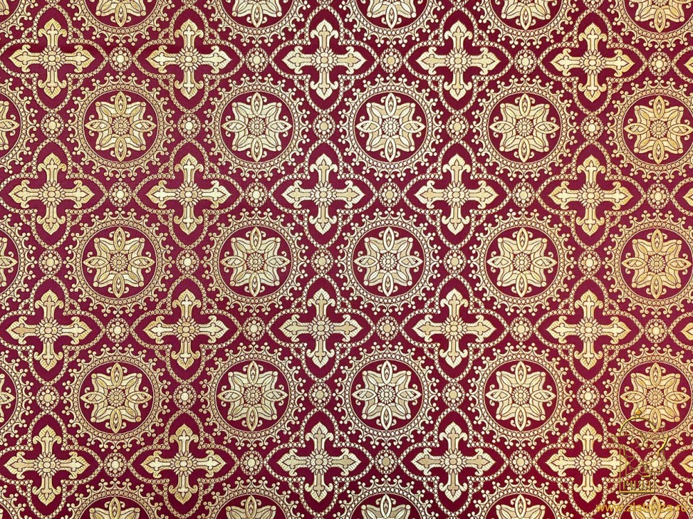 Шелк ЯРОПОЛК, бордо с золотом, шир. 150 см, Рахманово