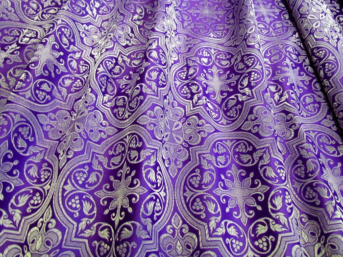 Парча ШУЙСКАЯ, фиолетовая с серебром, шир. 150 см, Рахманово