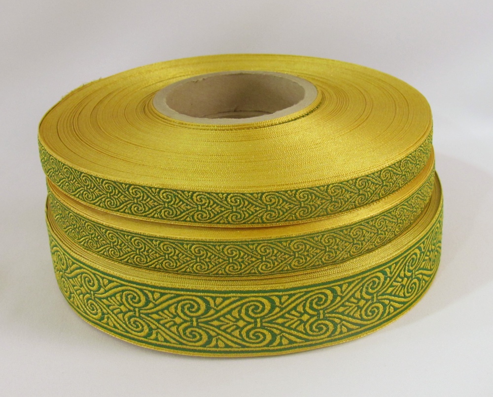 Галун АФИНЫ, зеленый с золотом, шир. 4 см, РА