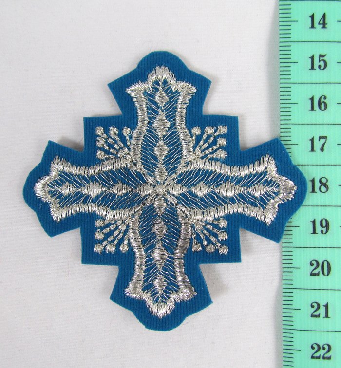 Крест 4 БОЧКА, голубой с серебром,6-7 см