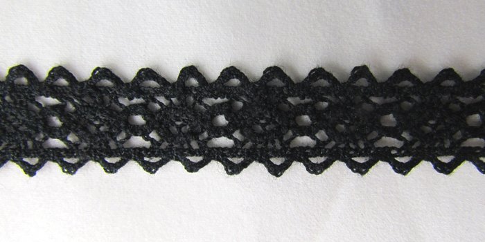 Кружево 143, плетеное черное, шир. 1,5 см