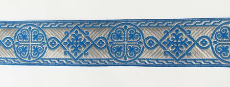 Галун ВИЗАНТИЯ, голубой с сереб, шир. 4 см, ФР