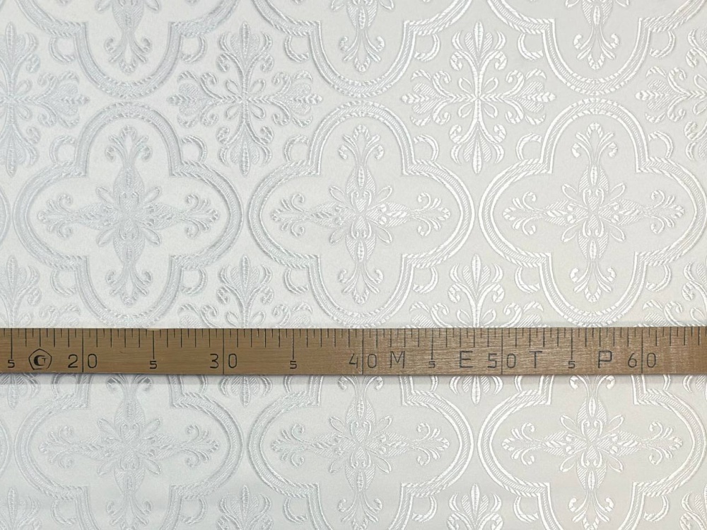 Шелк ВЕРА-1, белый с серебром, шир. 150 см, Рахманово