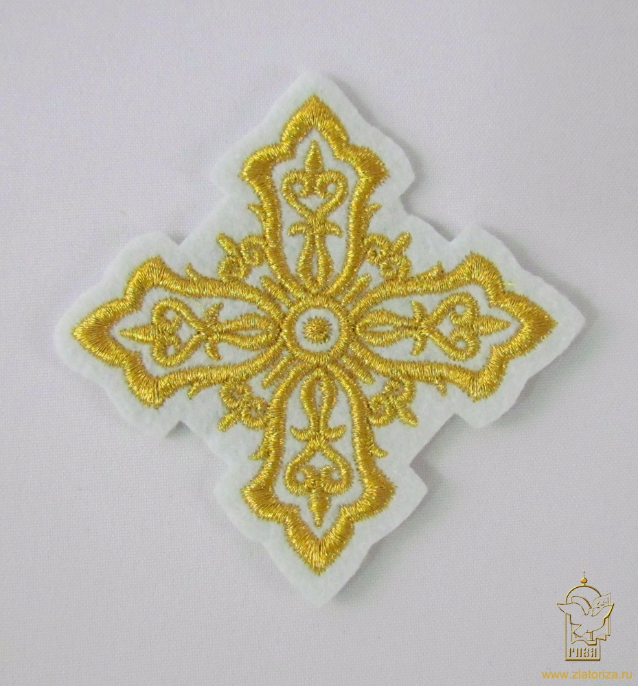 Крест 3 ВИЗАНТИЯ белый с золотом, 8-9 см