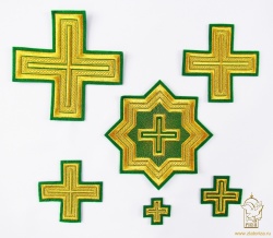Набор крестов, иерейский, АНДРЕЕВСКИЙ, зеленый с золотом, 14 шт