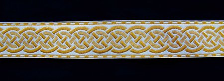 Галун ПЛЕТЕНКА, белый с золотом, шир. 4 см, ФР