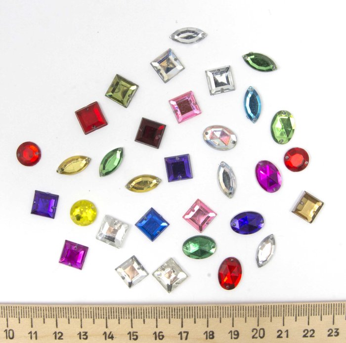 Стразы пришивные, пластик, цвет - микс