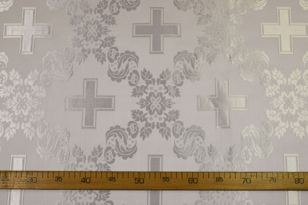 Шелк ЦАРСКИЙ КРЕСТ, белый с серебром, шир. 165 см