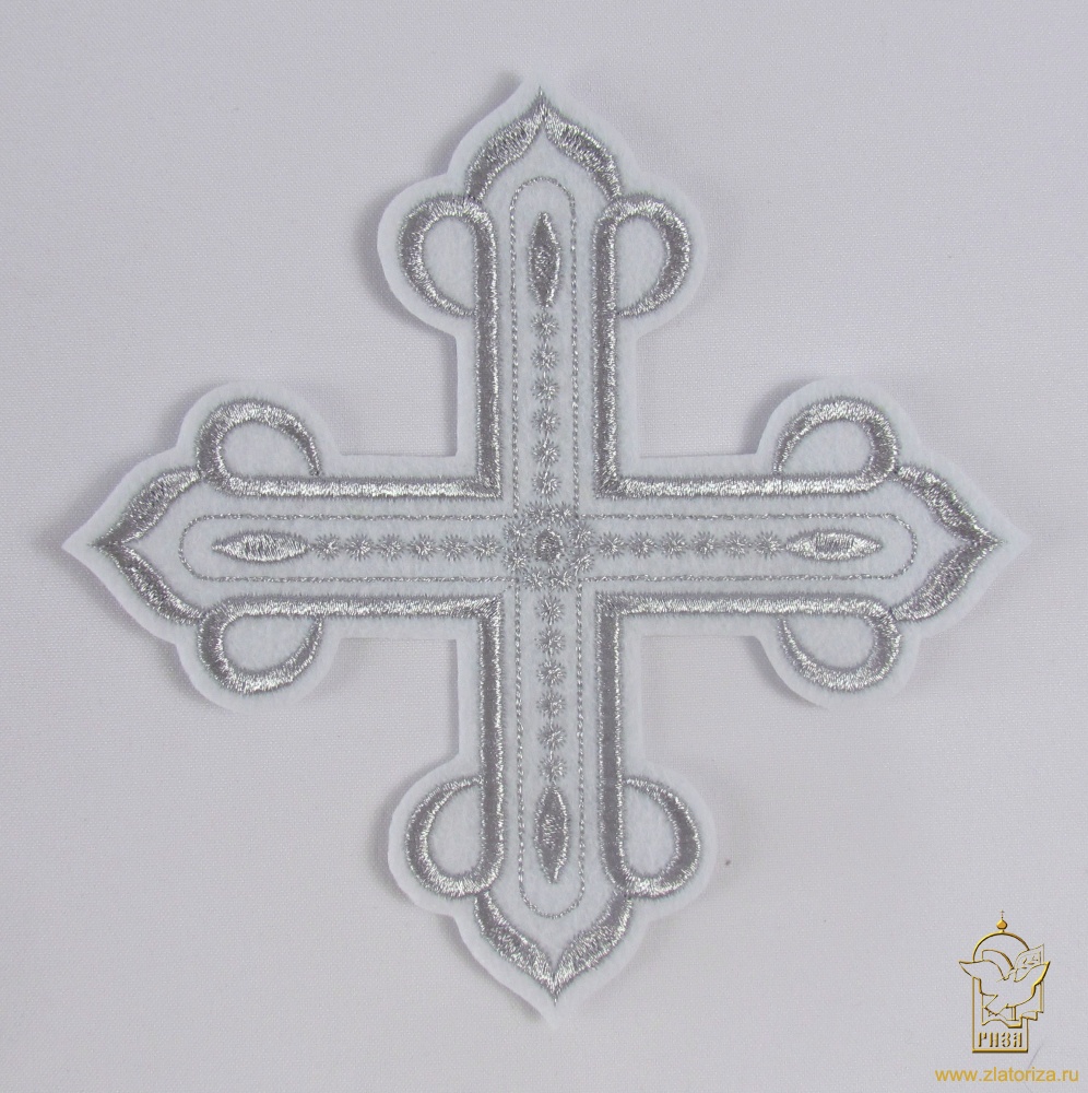 Крест 1 КАНОН белый с темным серебром,14,5 -16 см