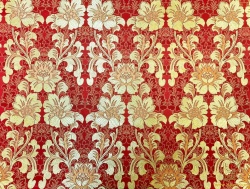 Шелк САМОЦВЕТЫ, красный с золотом, с бордо окантовкой, шир. 150 см, Рахманово Шелк САМОЦВЕТЫ, красный с золотом, с бордо окантовкой, шир. 150 см, Рахманово