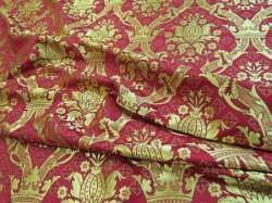 Шелк КОРОНА НОВАЯ, красная с золотом, шир. 150 см, Рахманово Шелк КОРОНА НОВАЯ, красная с золотом, шир. 150 см, Рахманово