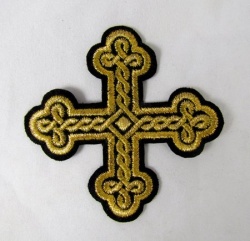 Крест 3 ОКРУГЛАЯ ПЛЕТЕНКА, черный с золотом,8-9 см Крест 3 ОКРУГЛАЯ ПЛЕТЕНКА, черный с золотом,8-9 см