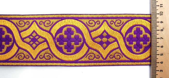 Галун ЗЛАТОУСТ, фиолетовый с золотом, шир. 6 см, ФР