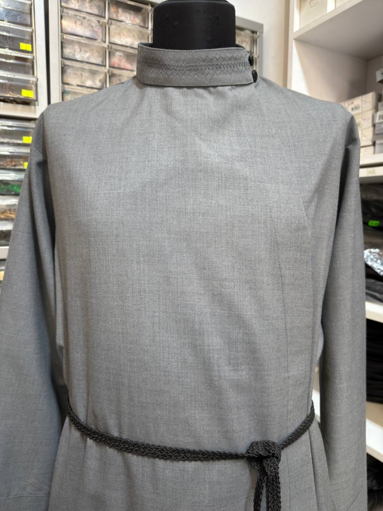 Подрясник РУССКИЙ, мужской, полушерсть, серый