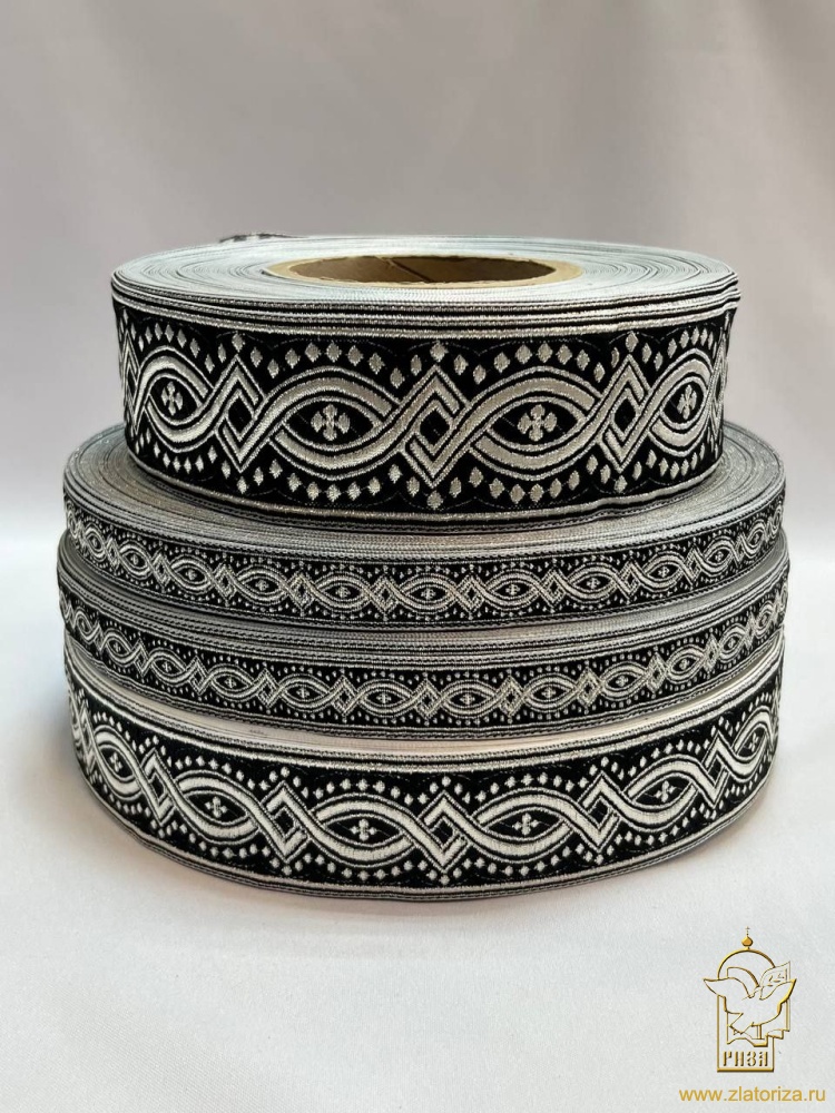 Галун КОСТРОМА, черный с серебром, шир. 5 см, РА