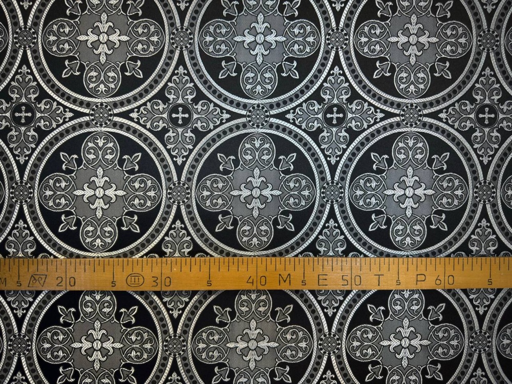 Шелк ВЛАДИМИРСКИЙ, черный с серебром, шир. 150 см, Рахманово