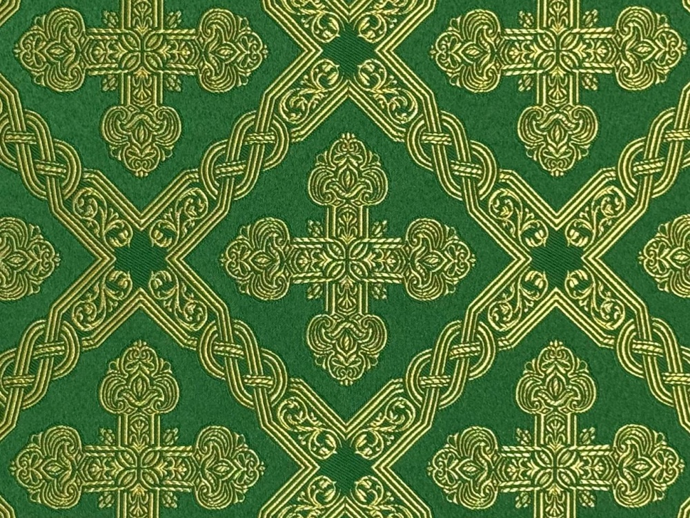 Шелк ПРЕОБРАЖЕНИЕ, зеленый с золотом, шир. 150 см