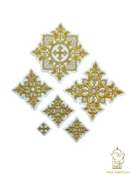 Набор крестов, иерейский, ПОЧАЕВ, белый с золотом, 14 шт