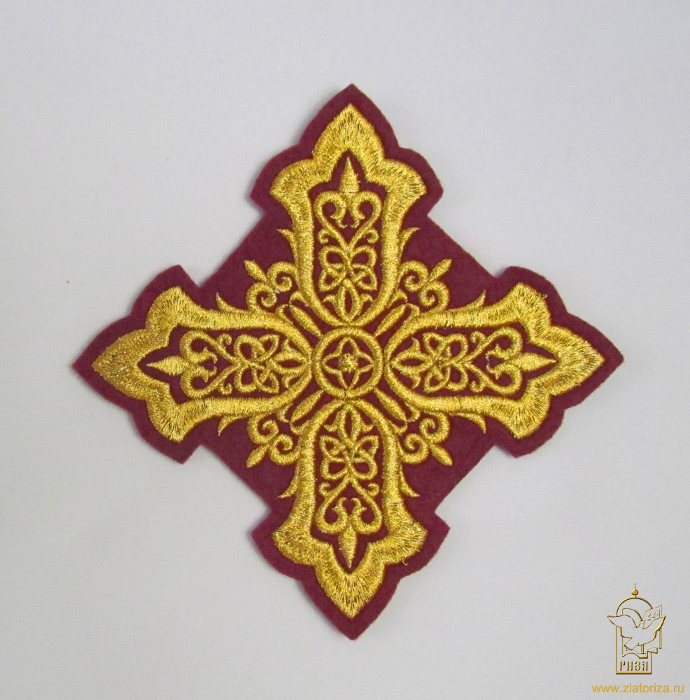 Крест 1 ВИЗАНТИЯ бордо с золотом,14,5 -16 см