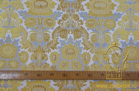 Парча ЛЕОНИЛ, белая с золотом + серебром, шир. 150 см,