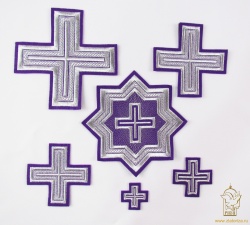 Набор крестов, иерейский, АНДРЕЕВСКИЙ, фиолетовый с серебром, 14 шт Набор крестов, иерейский, АНДРЕЕВСКИЙ, фиолетовый с серебром, 14 шт