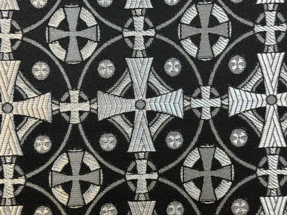 Шелк ЗВОНАРИ, черный с серебром, шир. 150 см, Рахманово