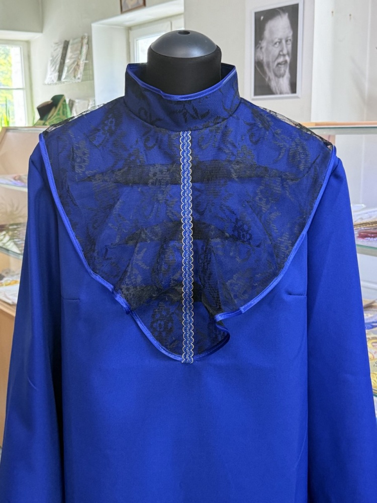 Платье погребальное ЖАБО, габардин , цвет - синий (электрик)