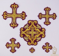 Набор крестов, иерейский, СОФИЯ, бордо с золотом, 14 шт