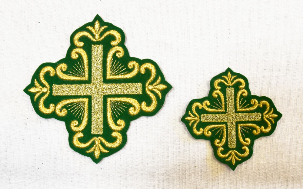 Набор крестов ПОКРОВСКИЙ W 108, иерейский, зеленый с золотом, 14 шт,