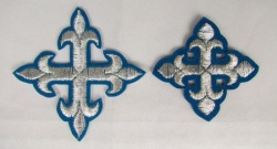 Крест 4 КАПЛЕВИДНЫЙ, голубой с серебром,6-7 см