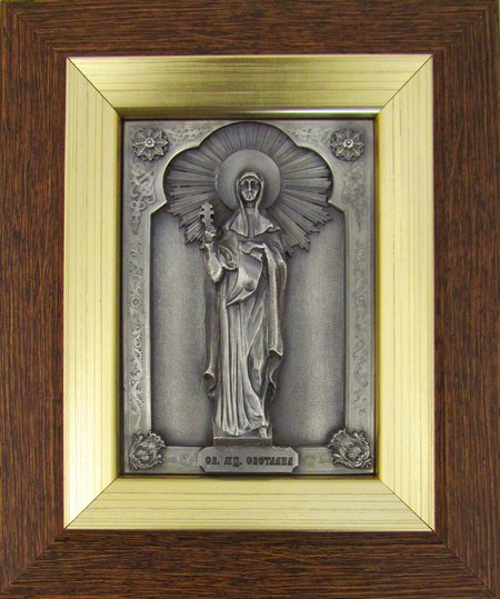 Икона Светлана(Фотина) святая мученица, серебрение (метод гальванопластики), багет
