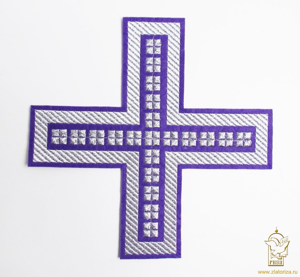Крест П/Ж ПРЯМОЙ с кубиками, фиолетовый с серебром