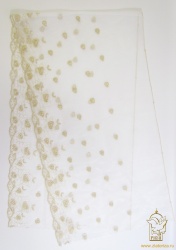 Шарф сетка, белый/молочный, с вышивкой