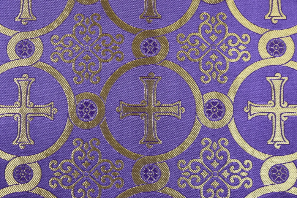 Шелк КОРИНФ, фиолетовый с золотом, шир. 165 см