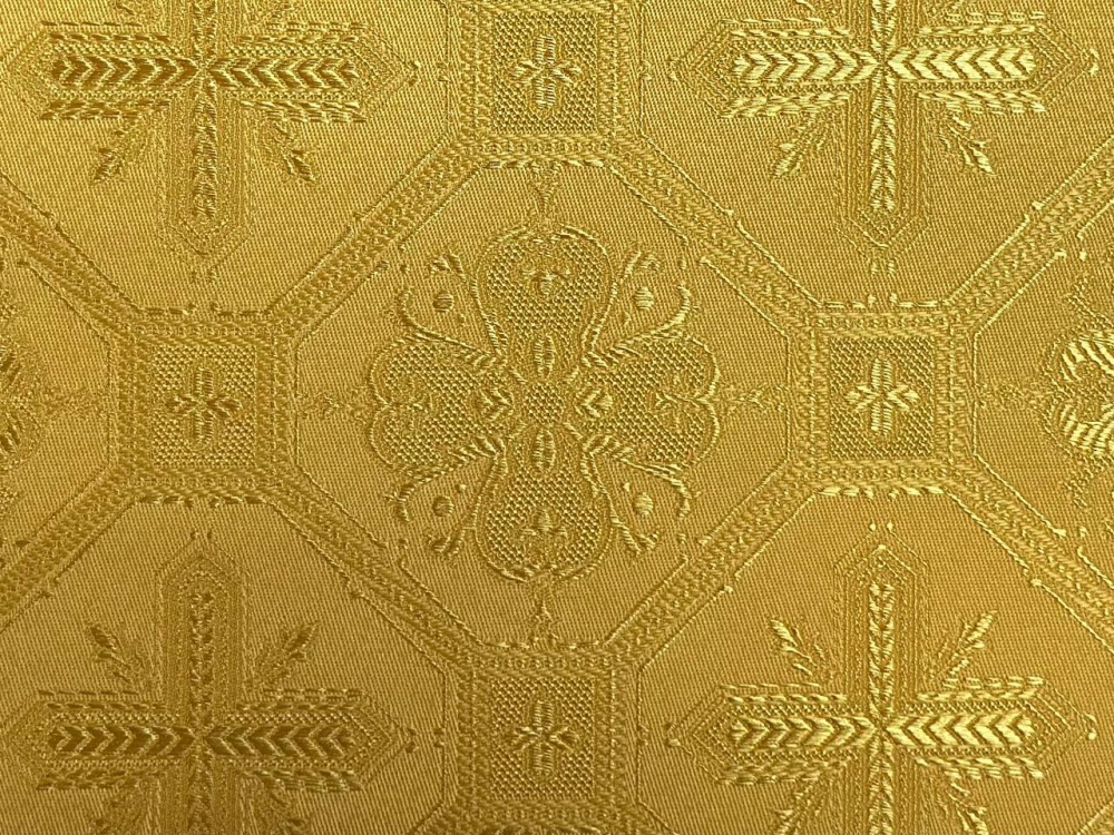 Шелк СВЕТЛАНА, желтый с золотом, шир. 150 см, Рахманово