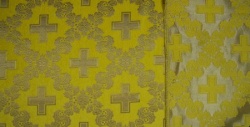 Парча шенил ЦАРСКИЙ КРЕСТ, желтая с золотом, шир. 155 см Парча шенил ЦАРСКИЙ КРЕСТ, желтая с золотом, шир. 155 см